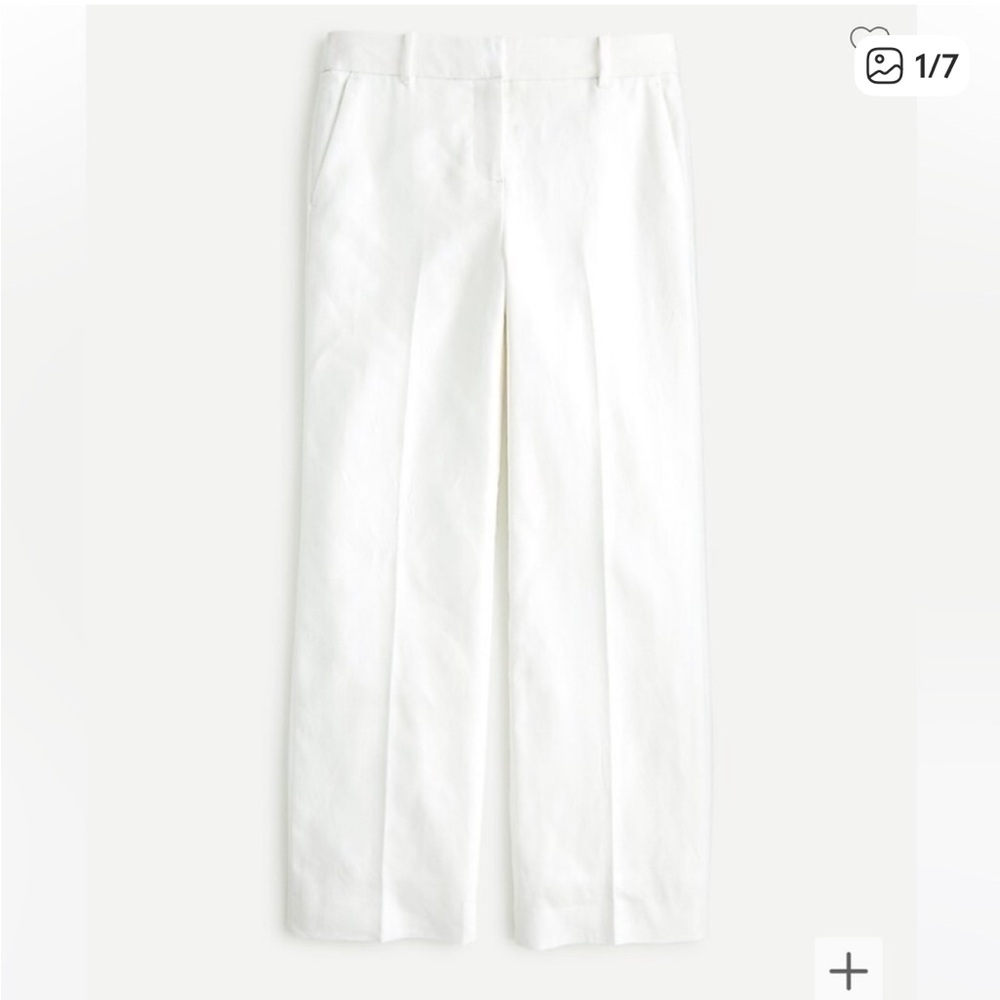 J. Crew NWT Peyton Pants Stretch Linen White Wide Leg Size 8